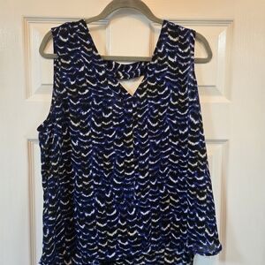 Blue and Black Patterned Blouse